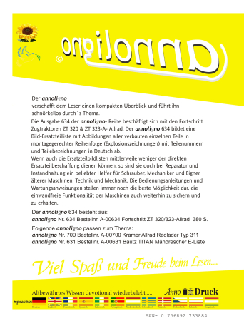 Fortschritt Landmaschinen Traktor/Schlepper Zugmaschine Typ ZT 320-A & 323-A  Bild- Ersatzteilliste & Explosionszeichnungen - annoligno 634